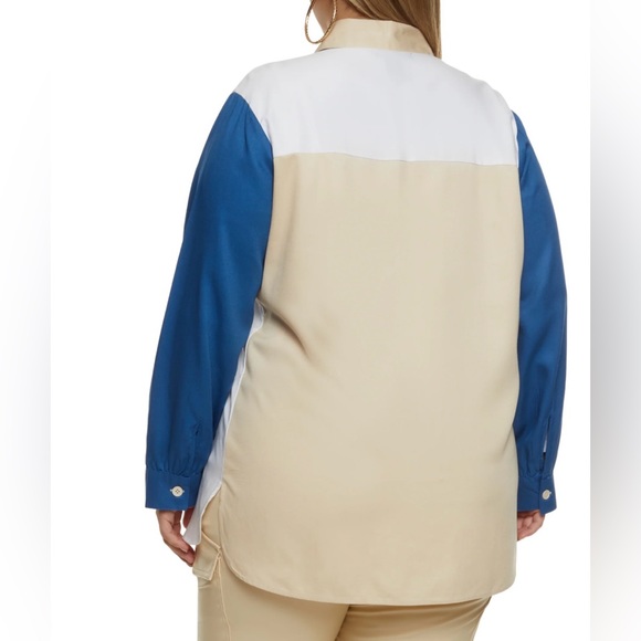 Color Block Button Front Shirt - Picture 3 of 3